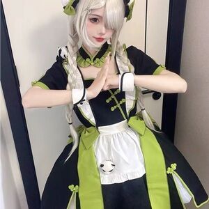 Black and Lime Green Maid panda Costume Dress